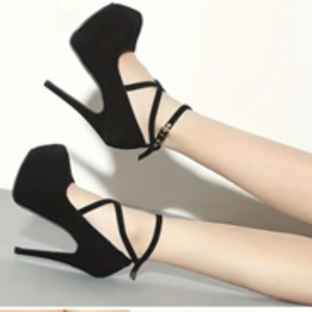 Strappy Suede Platform Pumps